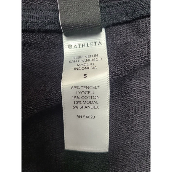 Athleta Cabana Tunic Hoodie Sweatshirt Dress Women's Small Black Pockets Relaxed - Picture 5 of 6